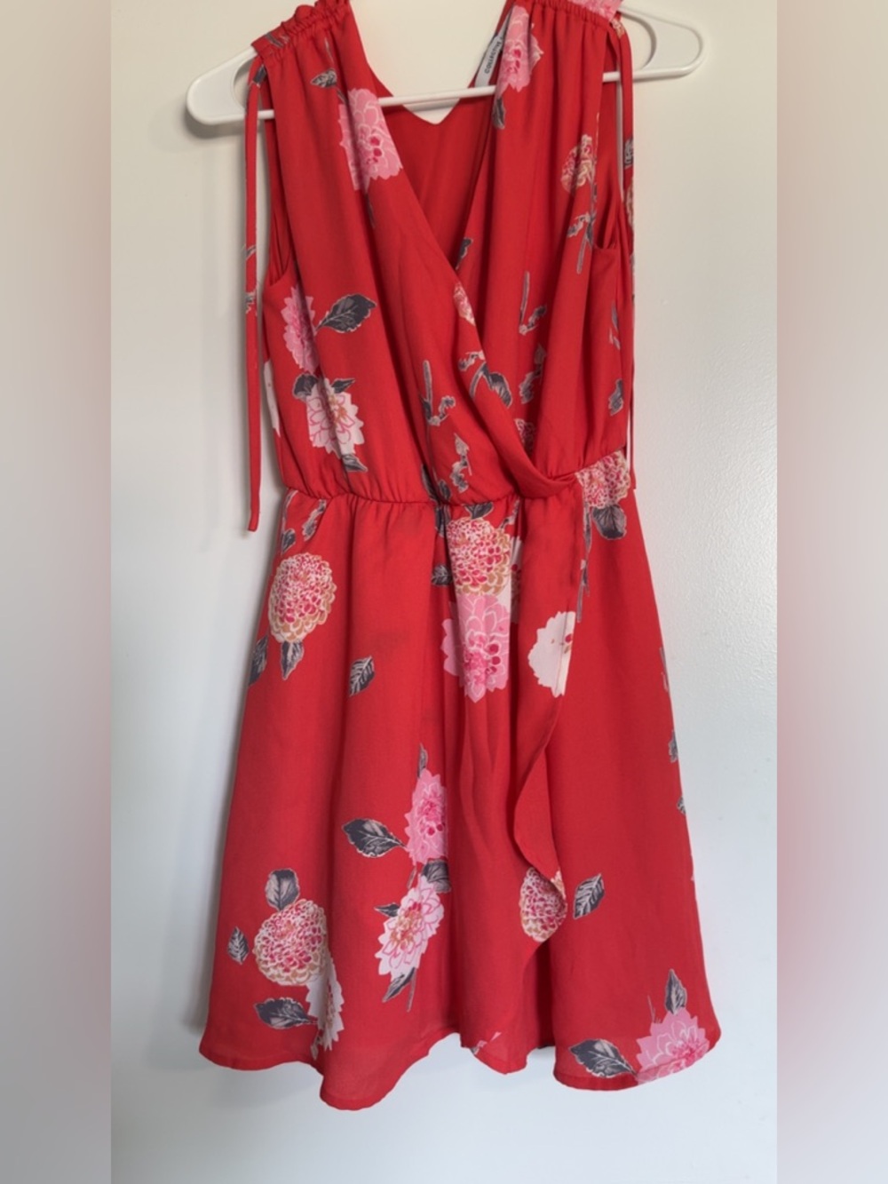 Collective Concepts Red Floral Wrap Mini Dress